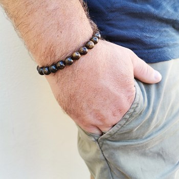 Stretcharmband met Bronziet kralen