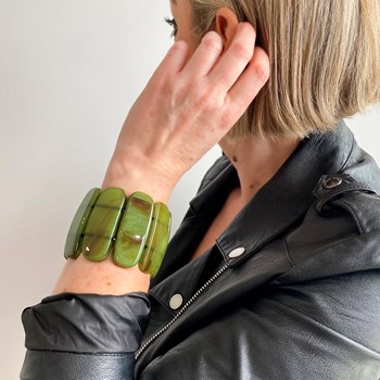 Ovale groene stretch armband