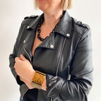 Bruine stretch armband vierkante vormen