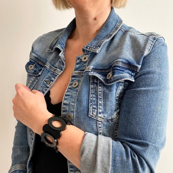 Ovale zwarte stretch armband