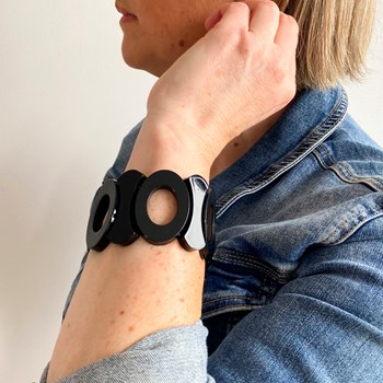 Ovale zwarte stretch armband