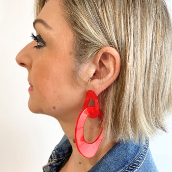 Red dangling earrings