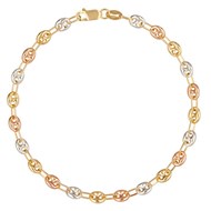 Bracelet 3 Ors - Or Tricolore - Grain de Café Jaune, Blanc et Rose - Femme