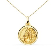 Collier - Médaille Or 18 Carats 750/1000 Vierge de Lourdes - Chaîne Dorée - Gravure Offerte