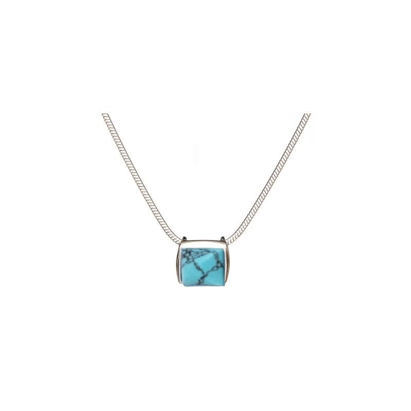 COLLIER TURQUOISE RECONSTITUEE ARGENT