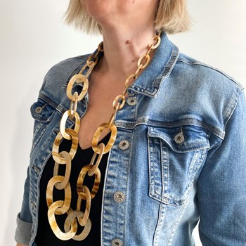 Beige mesh lange ketting