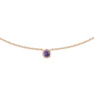 Collier ras du cou MADEMOISELLE chaîne dorée avec petit pendentif Zircon Violet