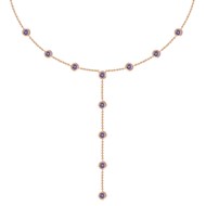 Sautoir Y collier MADEMOISELLE lariat chaîne dorée avec pendentifs Zircon Violet