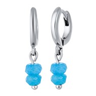 Boucles d'oreilles créoles MISIA avec pierres naturelles de Quartz Bleu