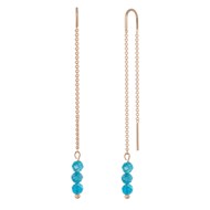 Boucles d'oreilles MISIA traversantes chaînes avec pierres naturelles de Calcédoine