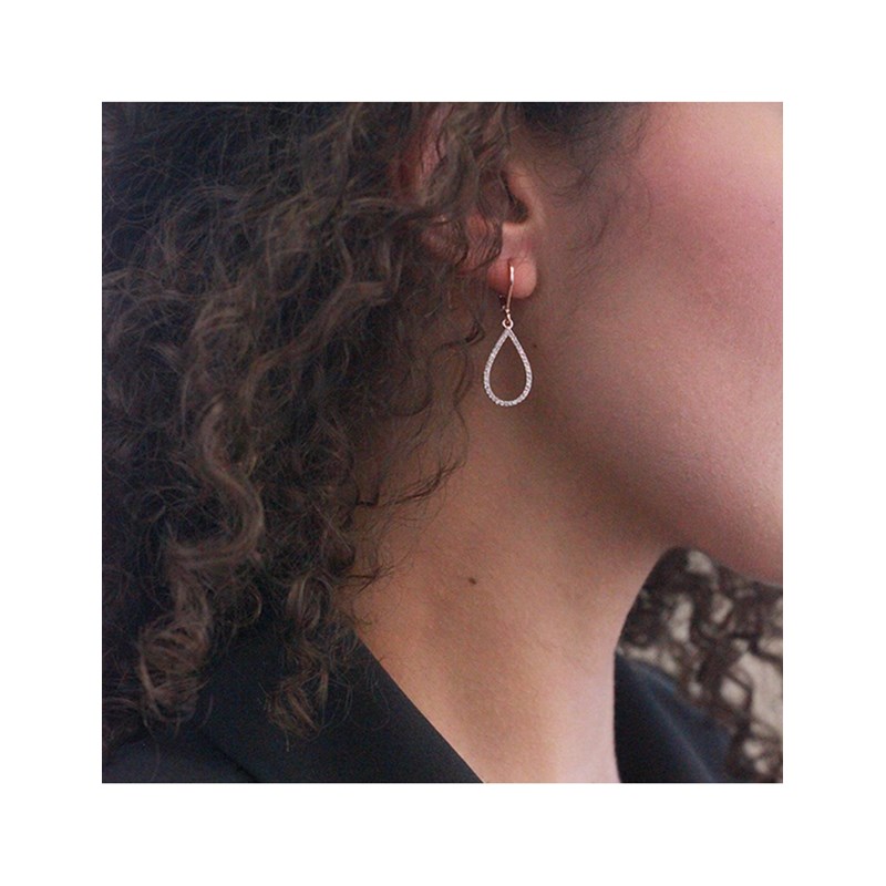 Boucles d'oreilles Laelia Dangling Hoop - Or Rosé et cristal - vue 2