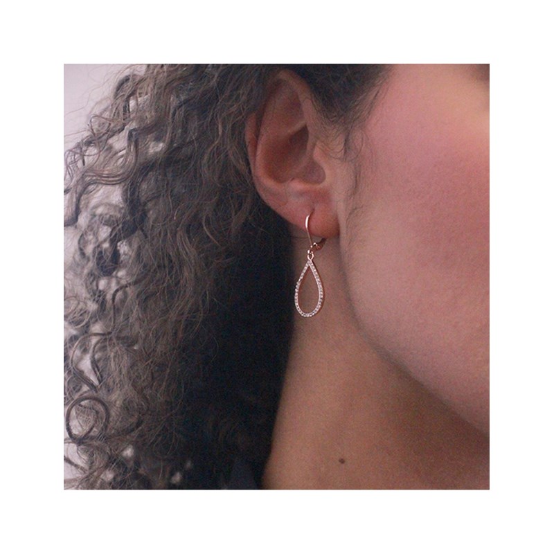 Boucles d'oreilles Laelia Dangling Hoop - Or Rosé et cristal - vue 4