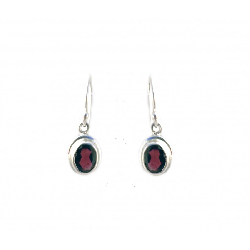 Boucles oreilles argent et grenat - vue 2