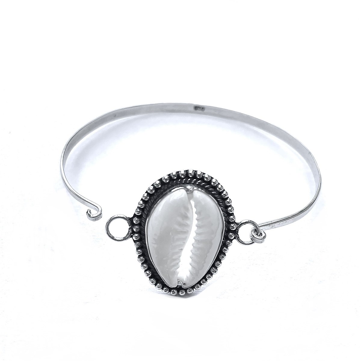 Bracelet jonc en argent et coquillage cauri - vue 4