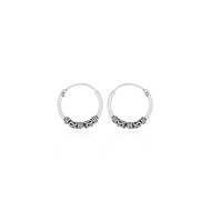 Boucles d'oreilles créoles en argent style balinais