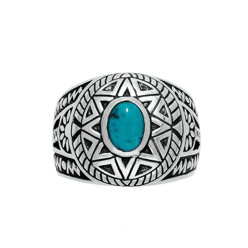 Bague Homme Argent Ethnique Turquoise