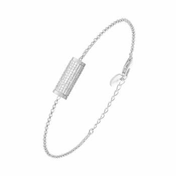 Bracelet Chaine Argent Rouleau Serti De Zirconiums Blancs