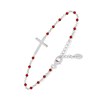 Bracelet Argent Rhodié Croix Et Pierre Onyx Rouge - vue V1