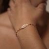Bracelet En Argent Rhodier Plume Pierres Rouge - vue V2