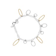 Bracelet Argent Doré Rhodié Petits Cercles Et Ovales Diamantés