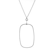 Collier Forme Ovale Argent Rhodié Diamanté45 cmcm