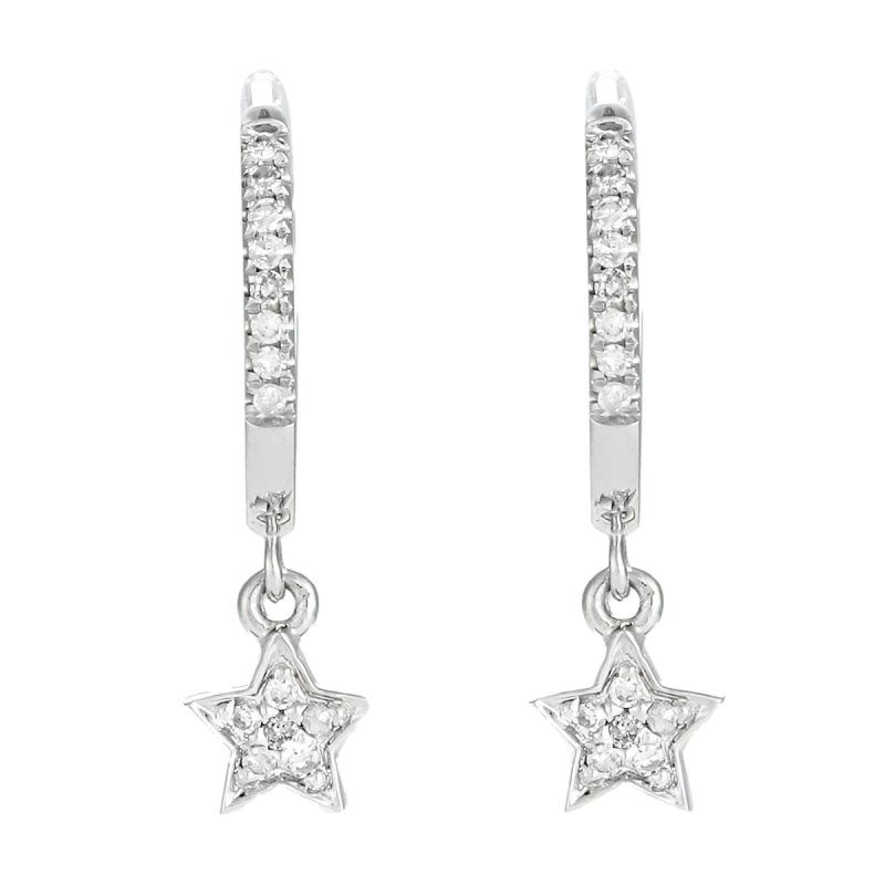 Boucles d'oreilles 'Charms Star ' Or blanc et Diamants