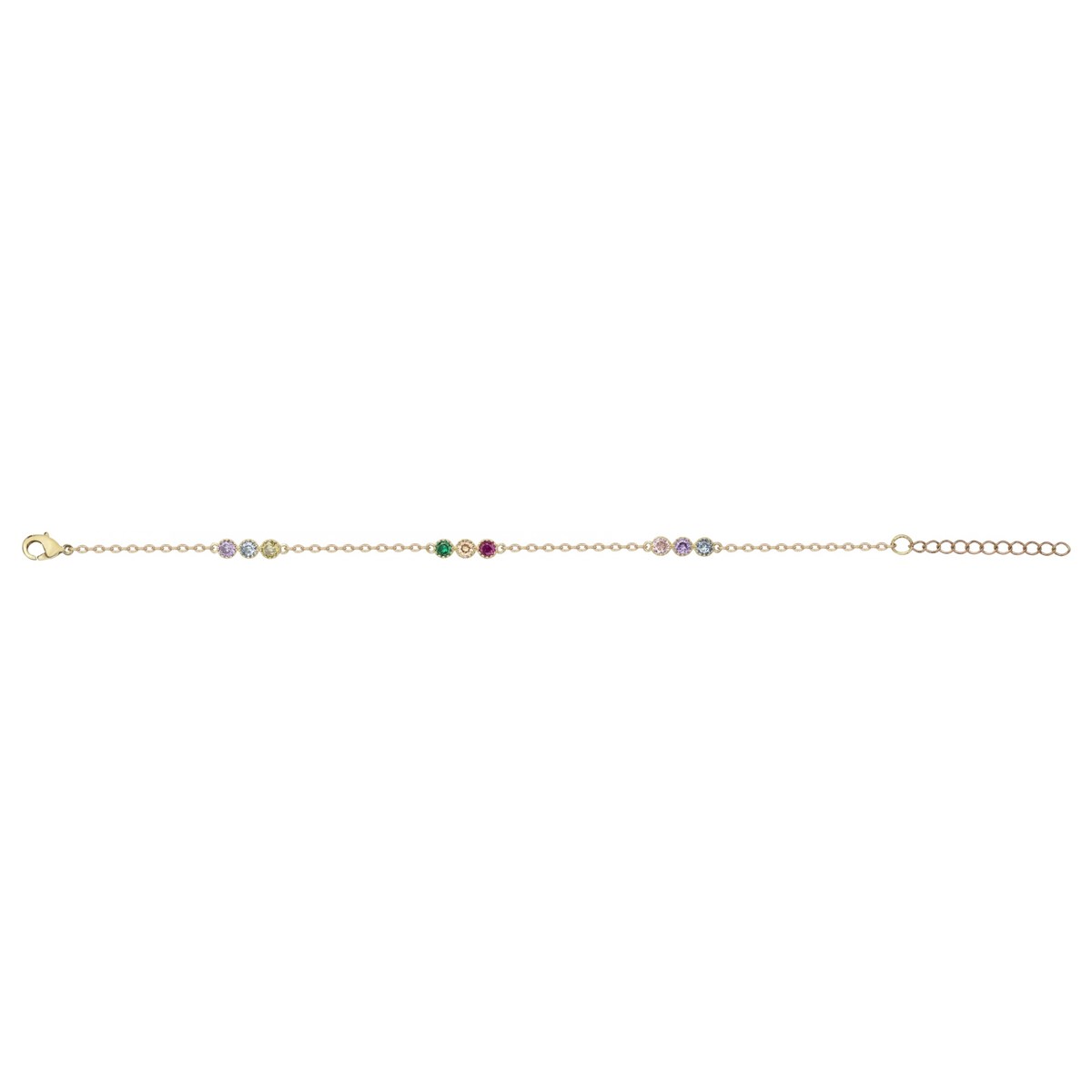 Bracelet souple multi-motifs en Plaqué Or avec oxyde de zirconium multicolore