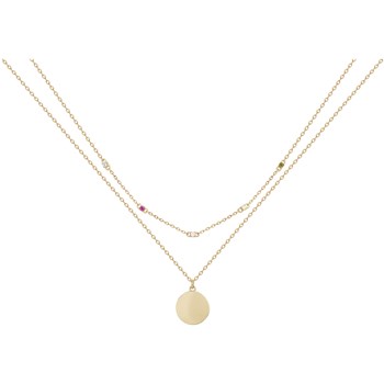 Vergulde ketting met meerdere kettingen en veelkleurig zirkoniumoxide