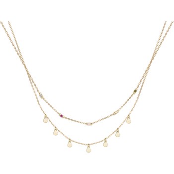 Vergulde ketting met meerdere kettingen en veelkleurig zirkoniumoxide