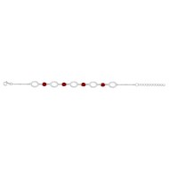 Bracelet souple multi-motifs en Argent avec oxyde de zirconium rouge rubis