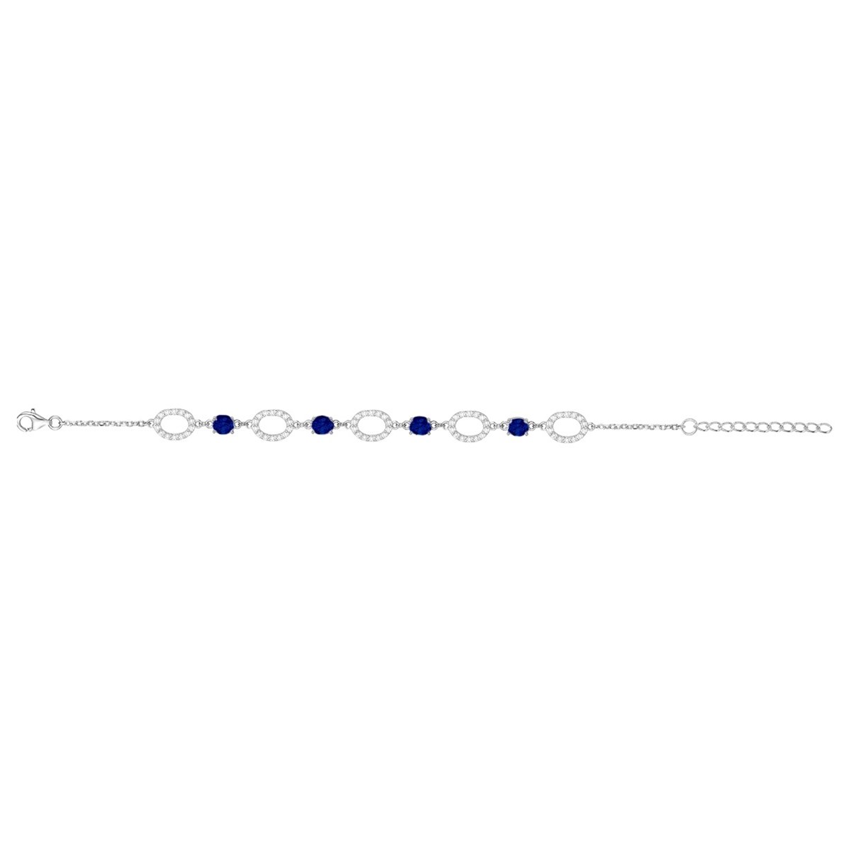 Bracelet souple multi-motifs en Argent avec oxyde de zirconium bleu saphir