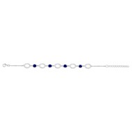 Bracelet souple multi-motifs en Argent avec spinelle bleu saphir