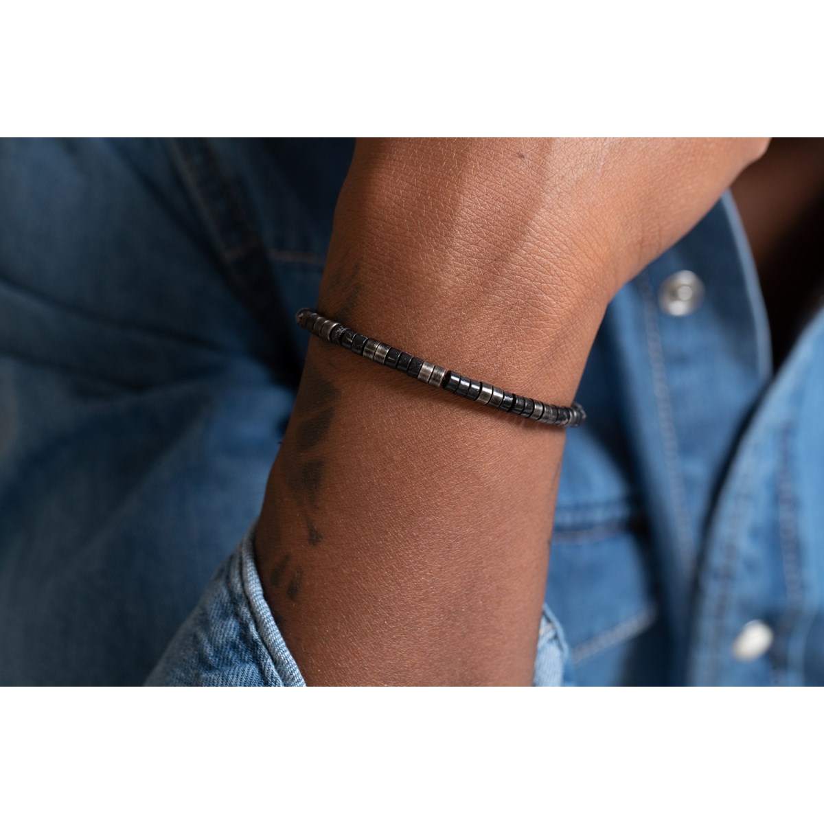 Bracelet souple Marin en Acier 316L avec pierre synthétique - vue 2