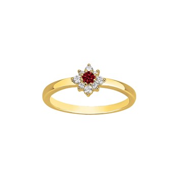 Bague en Plaqué Or avec oxyde de zirconium rouge rubis