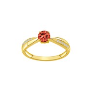 Bague en Plaqué Or avec oxyde de zirconium rouge rubis