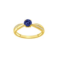 Bague en Plaqué Or avec oxyde de zirconium bleu saphir