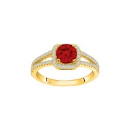 Bague en Plaqué Or avec oxyde de zirconium rouge rubis