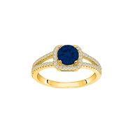 Bague en Plaqué Or avec oxyde de zirconium bleu saphir