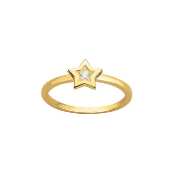 Bague en Plaqué Or avec oxyde de zirconium blanc