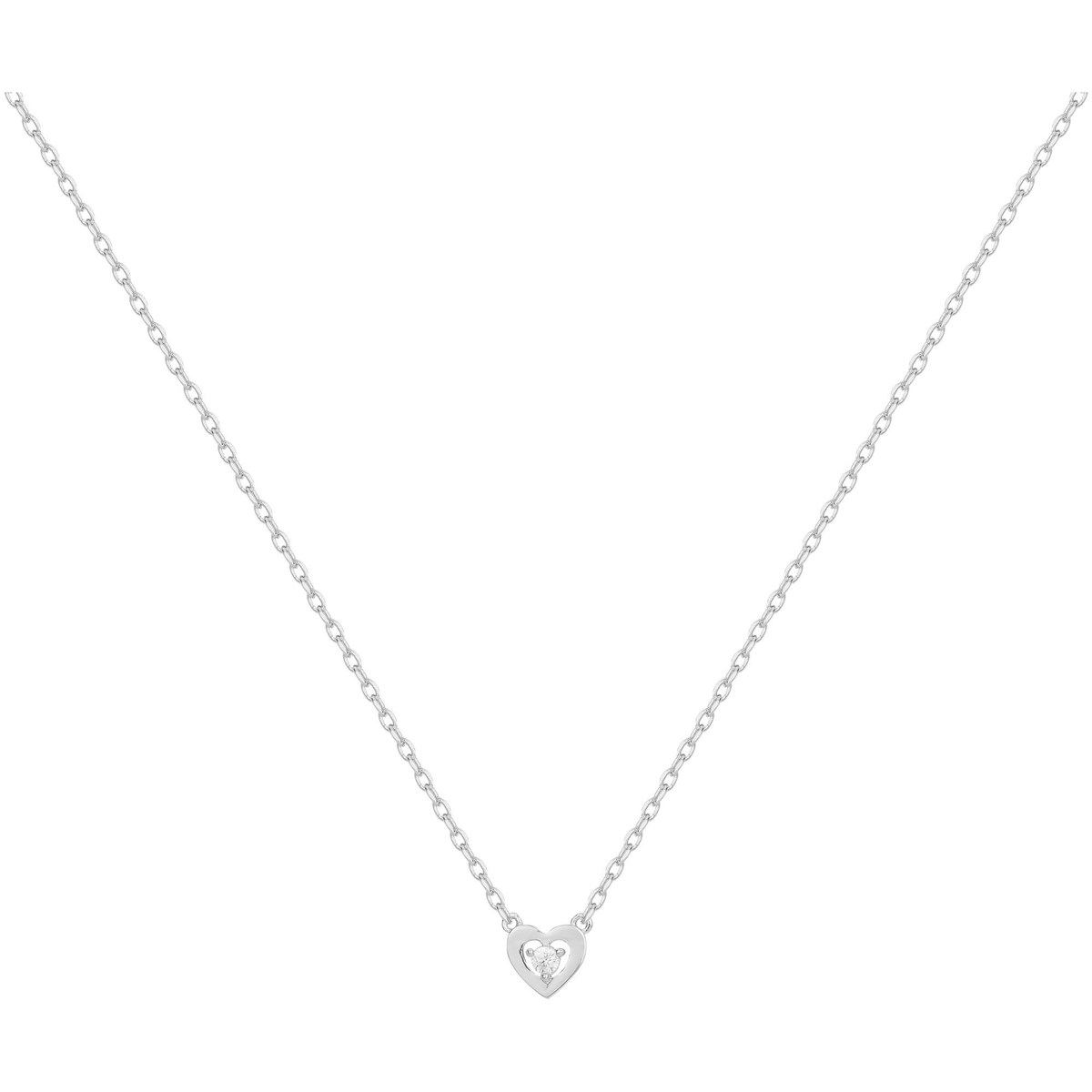 Collier mono-motif en Argent avec oxyde de zirconium blanc