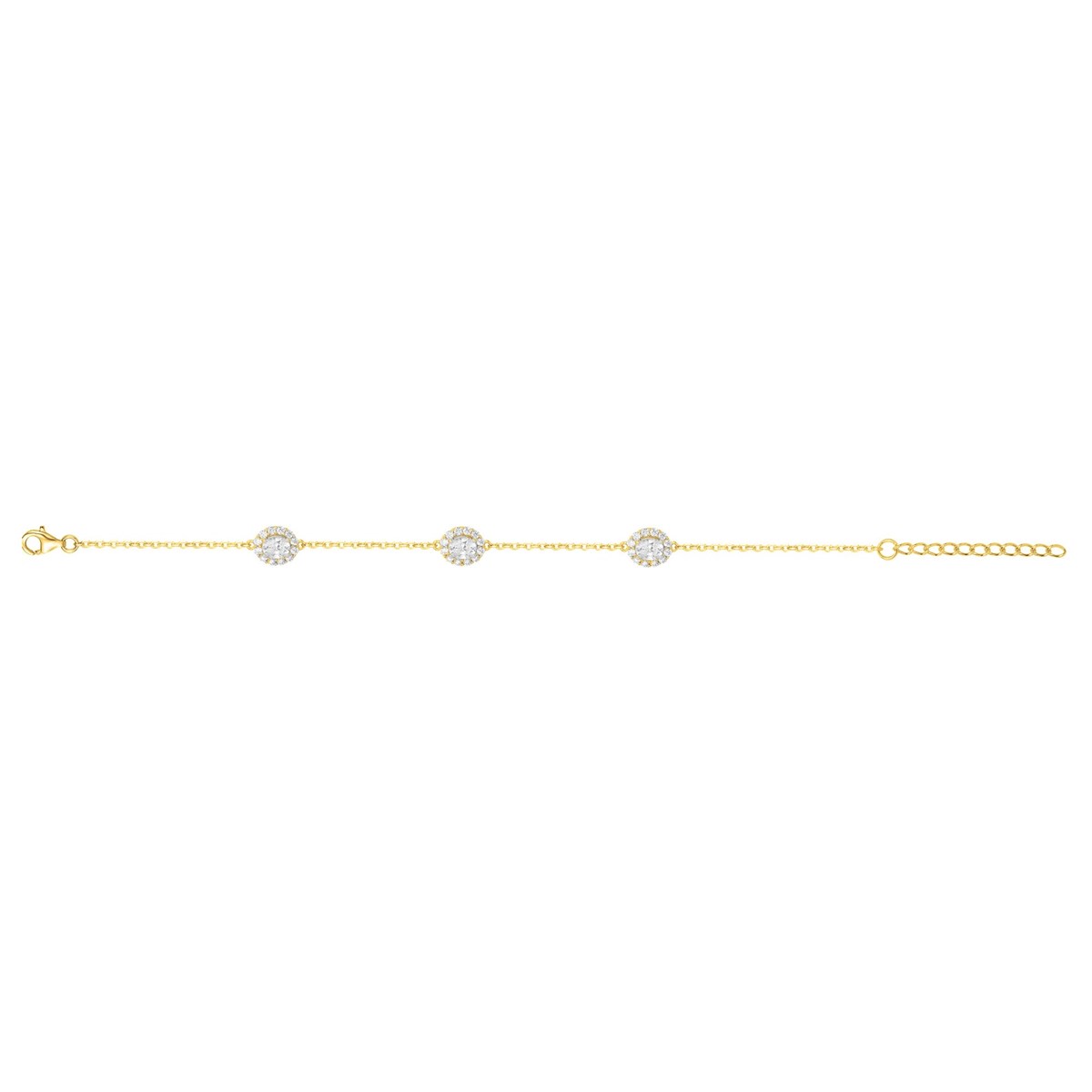 Bracelet souple multi-motifs en Plaqué Or avec oxyde de zirconium blanc