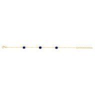 Bracelet souple multi-motifs en Plaqué Or avec oxyde de zirconium bleu saphir