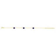 Bracelet souple multi-motifs en Plaqué Or avec spinelle bleu saphir