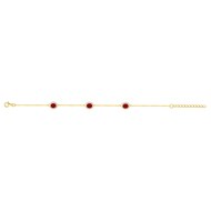 Bracelet souple multi-motifs en Plaqué Or avec oxyde de zirconium rouge rubis