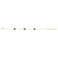 Bracelet souple multi-motifs en Plaqué Or avec oxyde de zirconium vert emeraude
