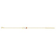 Bracelet souple mono-motif en Plaqué Or avec oxyde de zirconium rouge rubis
