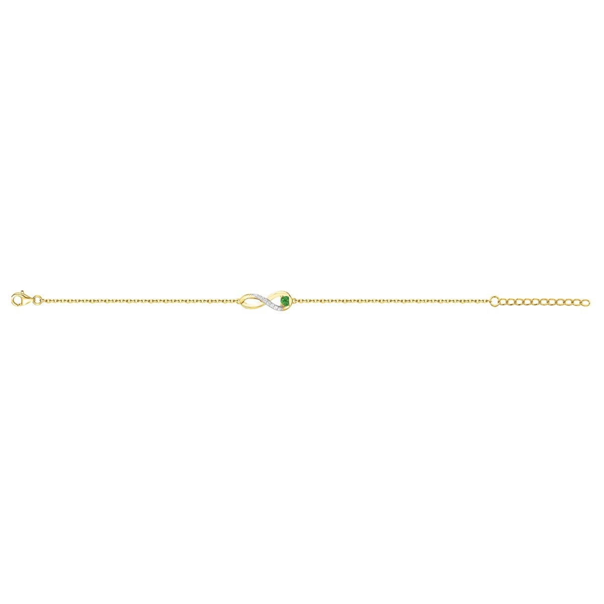 Bracelet souple mono-motif en Plaqué Or avec oxyde de zirconium vert emeraude