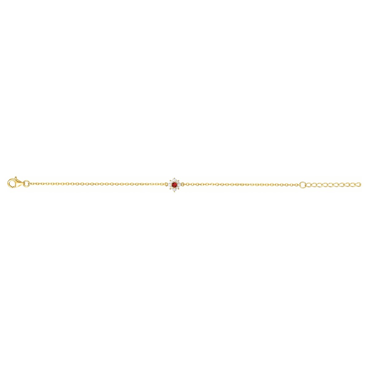 Bracelet souple mono-motif en Plaqué Or avec spinelle rouge rubis