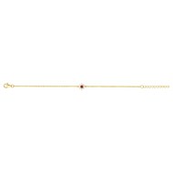 Bracelet souple mono-motif en Plaqué Or avec oxyde de zirconium rouge rubis