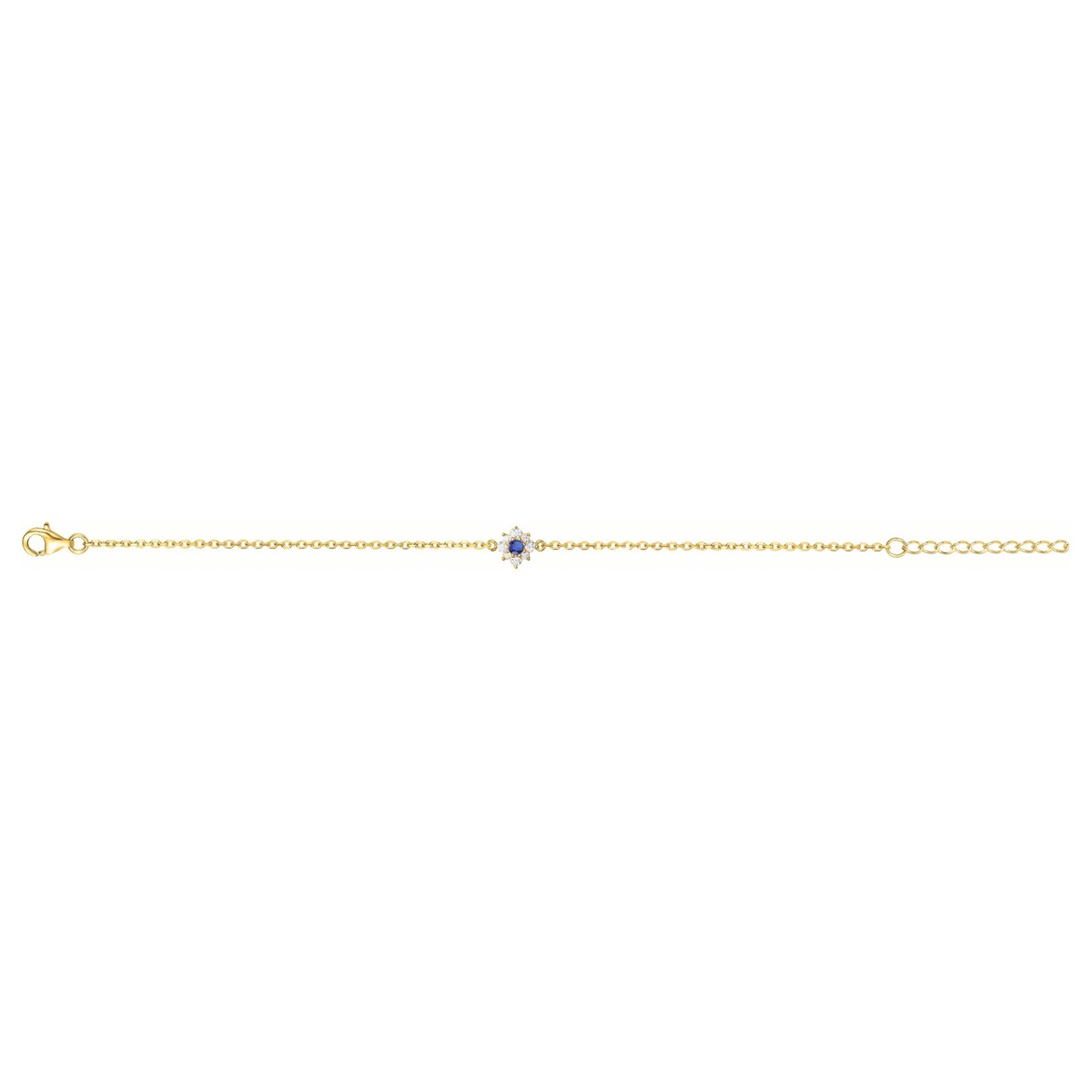 Bracelet souple mono-motif en Plaqué Or avec spinelle bleu saphir